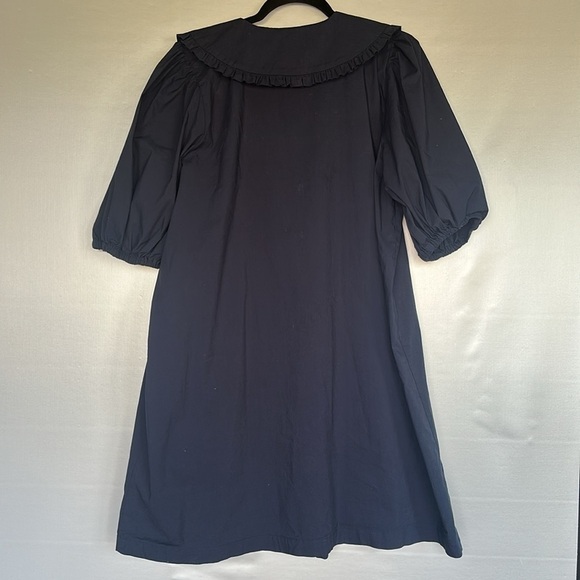 Eloquii Sailor Collar Puff Sleeves Shirt Dress Button Down Navy Blue Size 18 - Picture 3 of 9